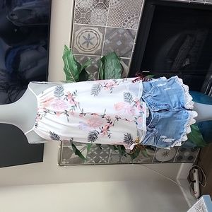 Blue rain flower shirt